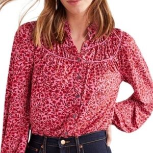BODEN Ruched Yoke Jersey Knit Floral Top Sz 16size 16